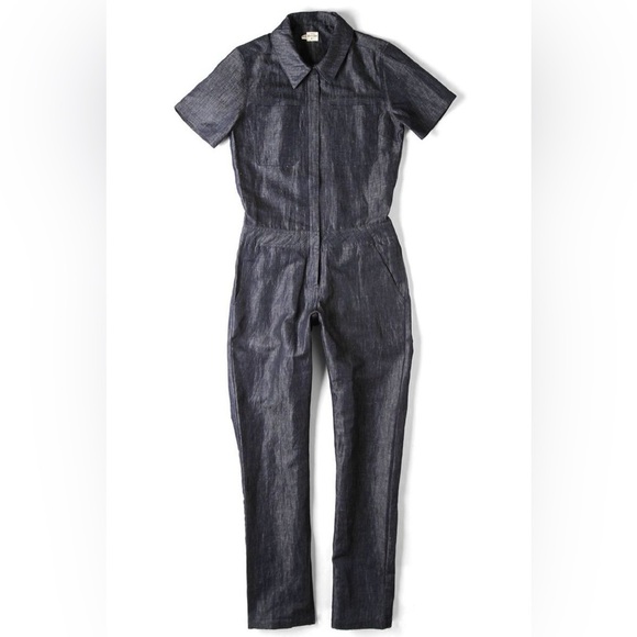 Bridge & Burn Mosby Jumpsuit Coveralls Denim Blue Linen Cotton Size Small EUC - Picture 1 of 9